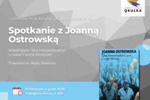 Queerowy Klub Książki zaprasza! Spotkanie z Joanną Ostrowską